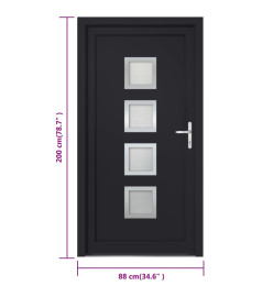 Porte d'entrée anthracite 88x200 cm PVC