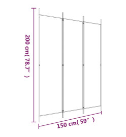 Cloison de séparation 3 panneaux Anthracite 150x200 cm Tissu