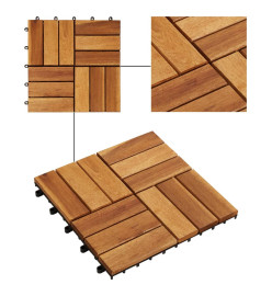 Kit tuiles de plancher en acacia 30 x 30 cm 20 pcs