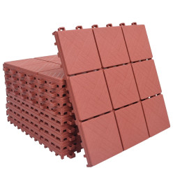 Carreaux de terrasse 10 pcs Rouge 30,5x30,5 cm Plastique