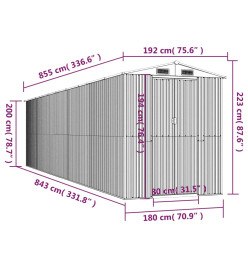 Abri de jardin Marron clair 192x855x223 cm Acier galvanisé