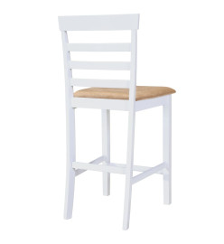 Set table et 4 chaises de bar en bois coloris blanc