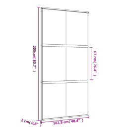 Porte coulissante doré 102,5x205 cm verre ESG dépoli aluminium