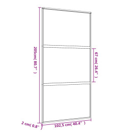 Porte coulissante doré 102,5x205cm verre ESG clair et aluminium