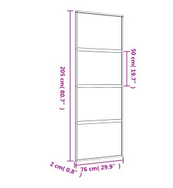 Porte coulissante doré 76x205 cm verre ESG clair et aluminium