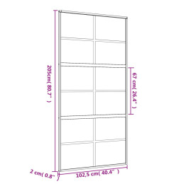 Porte coulissante doré 102,5x205 cm verre ESG dépoli aluminium