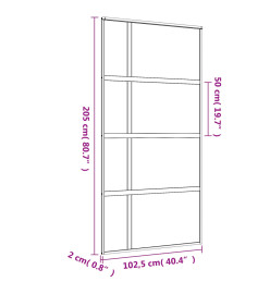 Porte coulissante doré 102,5x205cm verre ESG clair et aluminium