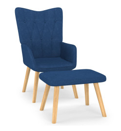 Chaise de relaxation avec tabouret Bleu Tissu