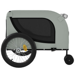 Remorque de vélo pour chien gris et noir tissu oxford et fer