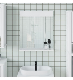 Miroir de salle de bain avec étagère BERG blanc bois massif