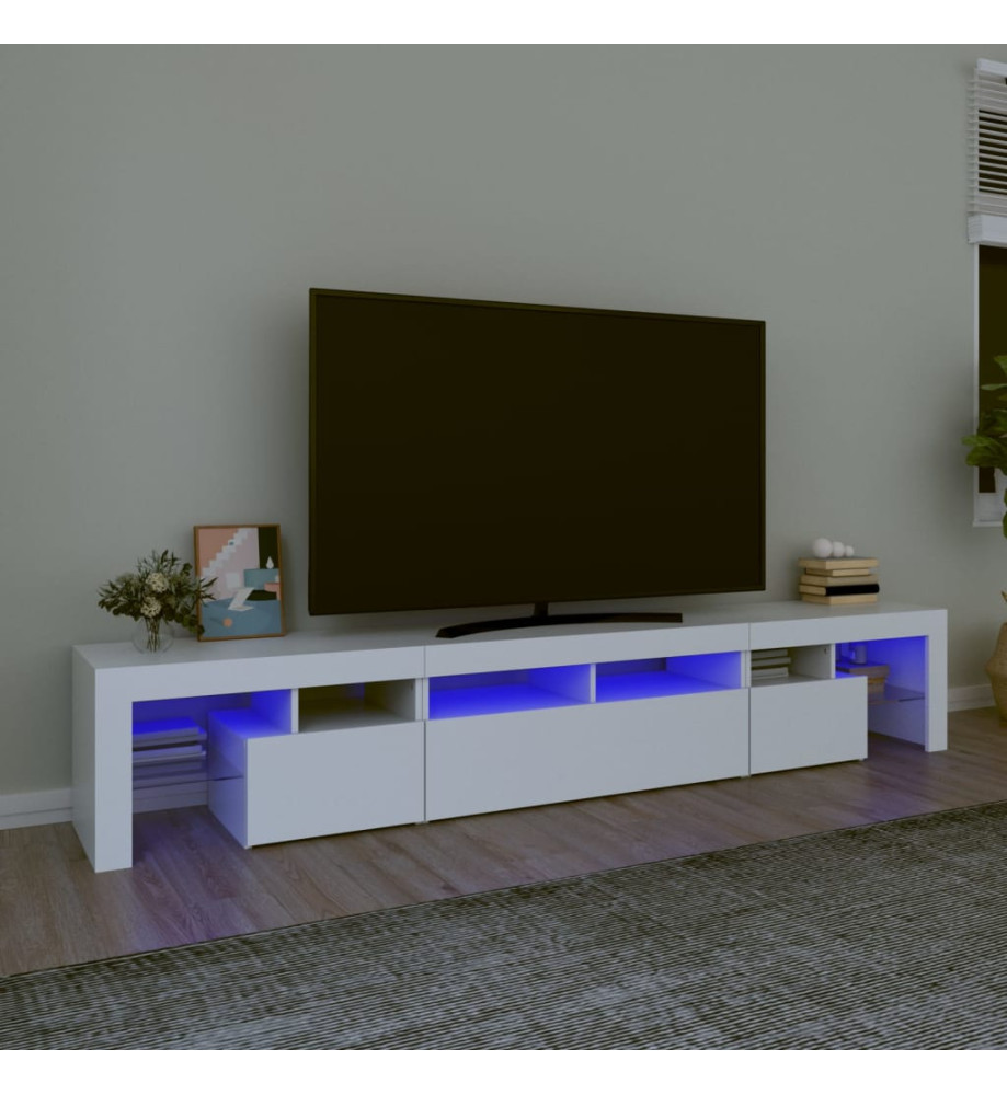 Meuble TV avec lumières LED Blanc 230x36,5x40 cm