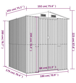 Abri de jardin Marron foncé 192x191x223 cm Acier galvanisé