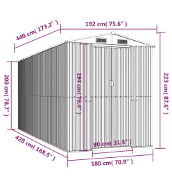 Abri de jardin Gris clair 192x440x223 cm Acier galvanisé