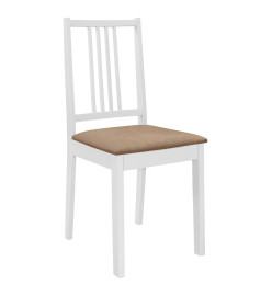 Chaises à manger avec coussins lot de 4 blanc bois solide