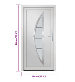 Porte d'entrée Blanc 108x208 cm PVC