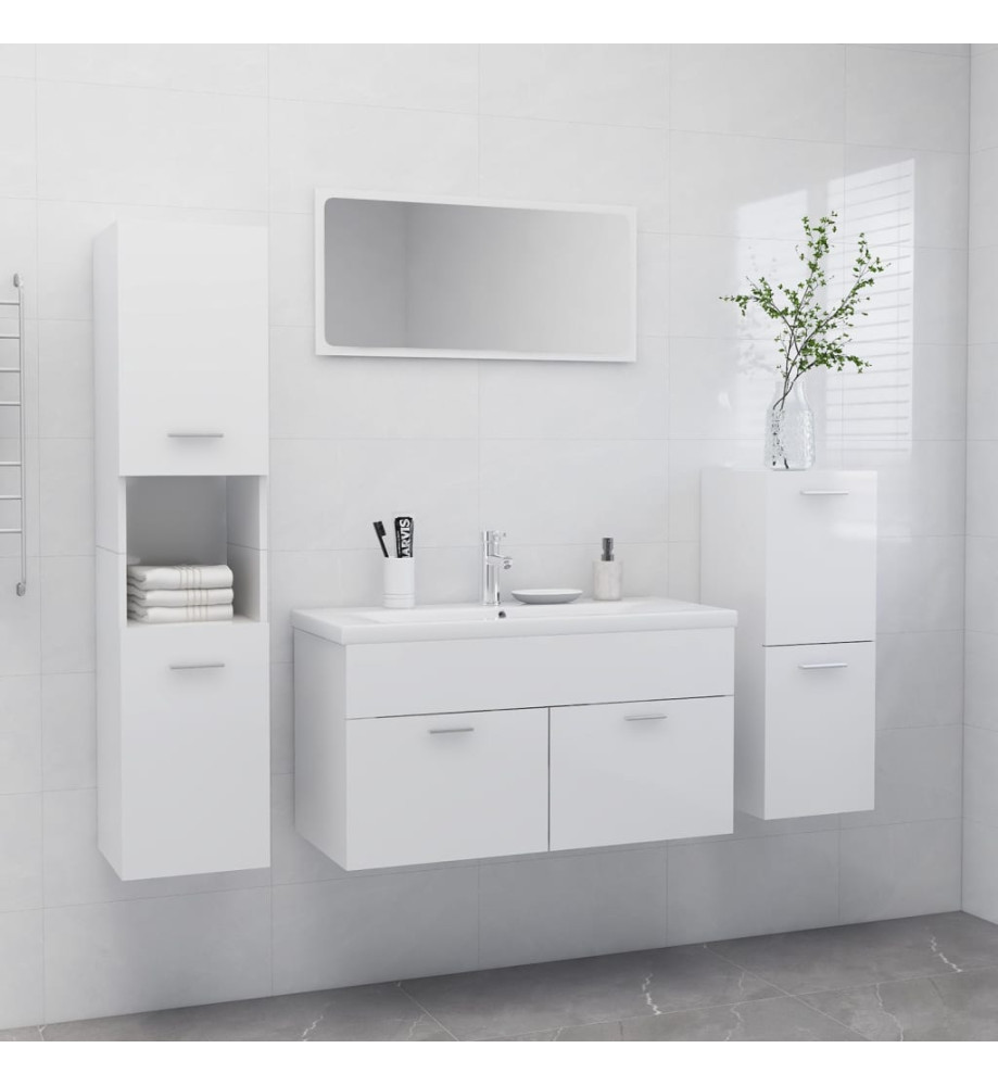 Ensemble de meubles de salle de bain Blanc brillant Aggloméré