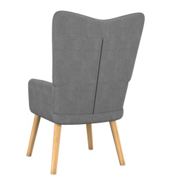 Chaise de relaxation avec tabouret Gris foncé Tissu