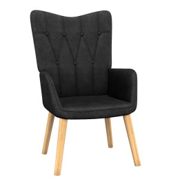 Chaise de relaxation avec tabouret Noir Tissu