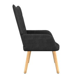 Chaise de relaxation avec tabouret Noir Tissu