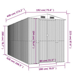 Abri de jardin Marron clair 192x440x223 cm Acier galvanisé