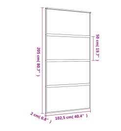 Porte coulissante doré 102,5x205cm verre ESG clair et aluminium