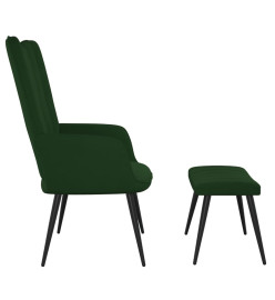 Chaise de relaxation avec repose-pied Vert foncé Velours