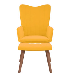 Chaise de relaxation avec repose-pied Jaune moutarde Velours