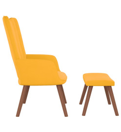 Chaise de relaxation avec repose-pied Jaune moutarde Velours