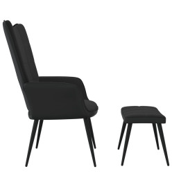 Chaise de relaxation avec repose-pied Noir Velours et PVC