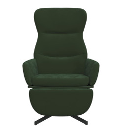 Chaise de relaxation avec repose-pied Vert foncé Velours