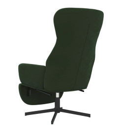 Chaise de relaxation avec repose-pied Vert foncé Velours