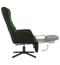 Chaise de relaxation avec repose-pied Vert foncé Velours