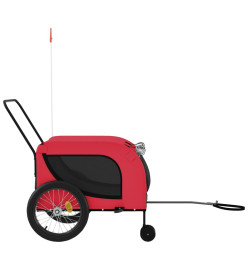 Remorque de vélo pour chien rouge et noir tissu oxford et fer