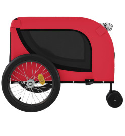 Remorque de vélo pour chien rouge et noir tissu oxford et fer