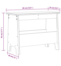 Banc d'entrée blanc 60x28x45 cm bois de pin massif