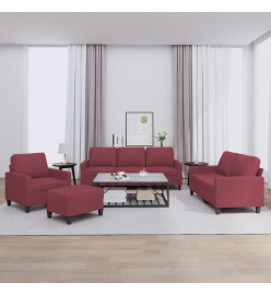 Ensemble de canapés 4 pcs avec coussins Rouge bordeaux Tissu