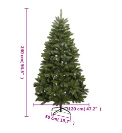 Sapin de Noël artificiel à charnières avec support vert 240 cm