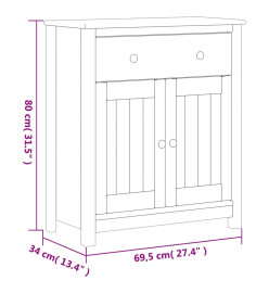 Armoire de salle de bain BERG noir 69,5x34x80 cm pin massif