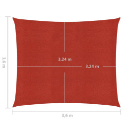 Voile d'ombrage 160 g/m² Rouge 3,6x3,6 m PEHD