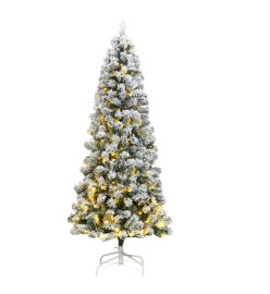 Sapin de Noël artificiel à charnière 300LED neige floquée 210cm