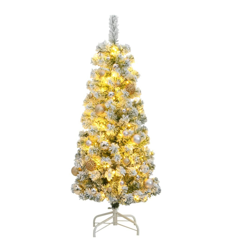 Sapin de Noël artificiel articulé 150 LED et boules 120 cm