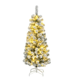 Sapin de Noël artificiel à charnières 150 LED neige floquée