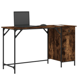 Bureau d'ordinateur chêne fumé 131x48x75 cm bois d’ingénierie