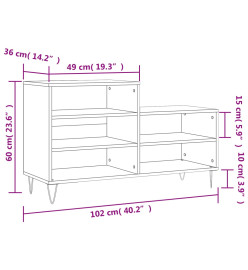 Armoire à chaussures Sonoma gris 102x36x60 cm Bois d'ingénierie