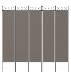 Cloison de séparation 5 panneaux Anthracite 200x220 cm Tissu