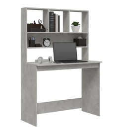 Bureau avec étagères Gris béton 102x45x148 cm Bois d'ingénierie