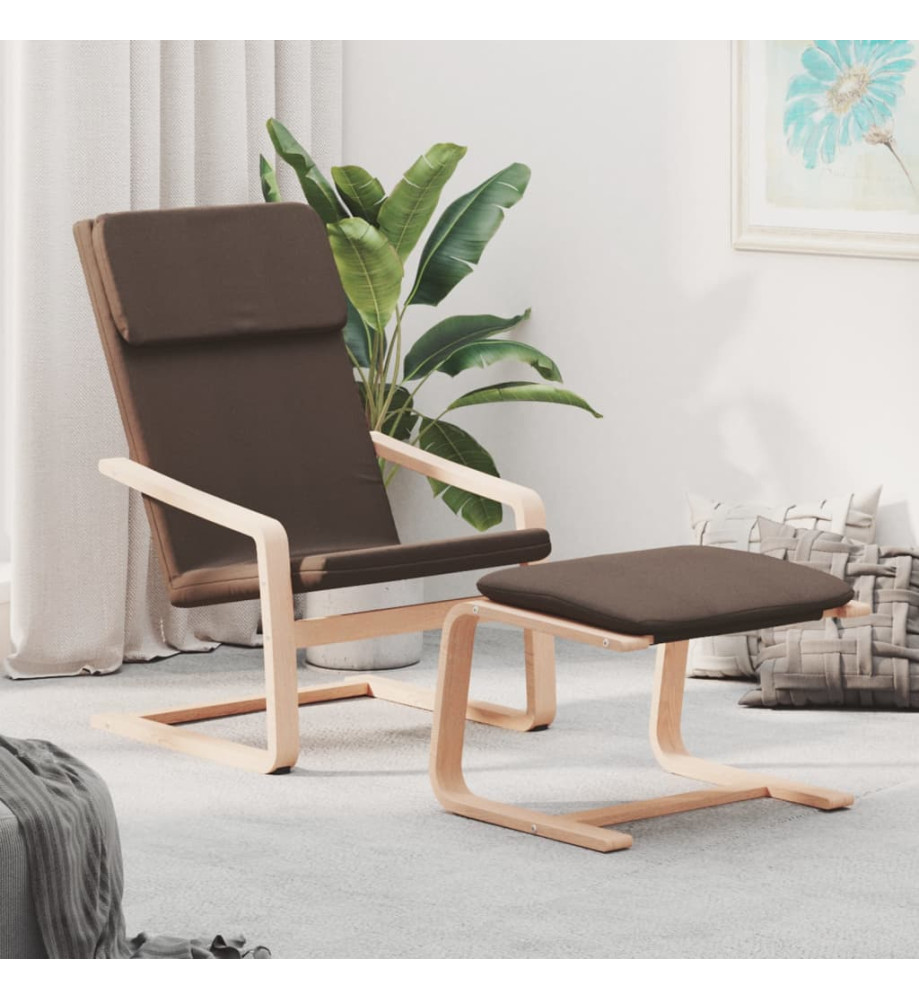 Chaise de relaxation avec repose-pied Marron foncé Tissu