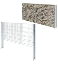 Poteau de clôture en gabion argenté 160 cm acier galvanisé