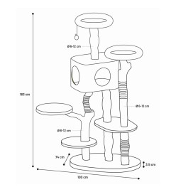 FLAMINGO Arbre à chat Yuna 100x74x163 cm Blanc et naturel