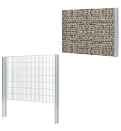 Poteau de clôture en gabion argenté 200 cm acier galvanisé